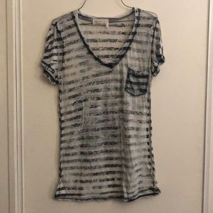 Striped shirt with front pocket